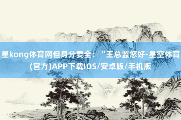 星kong体育网但身分要全：“王总监您好-星空体育(官方)APP下载IOS/安卓版/手机版